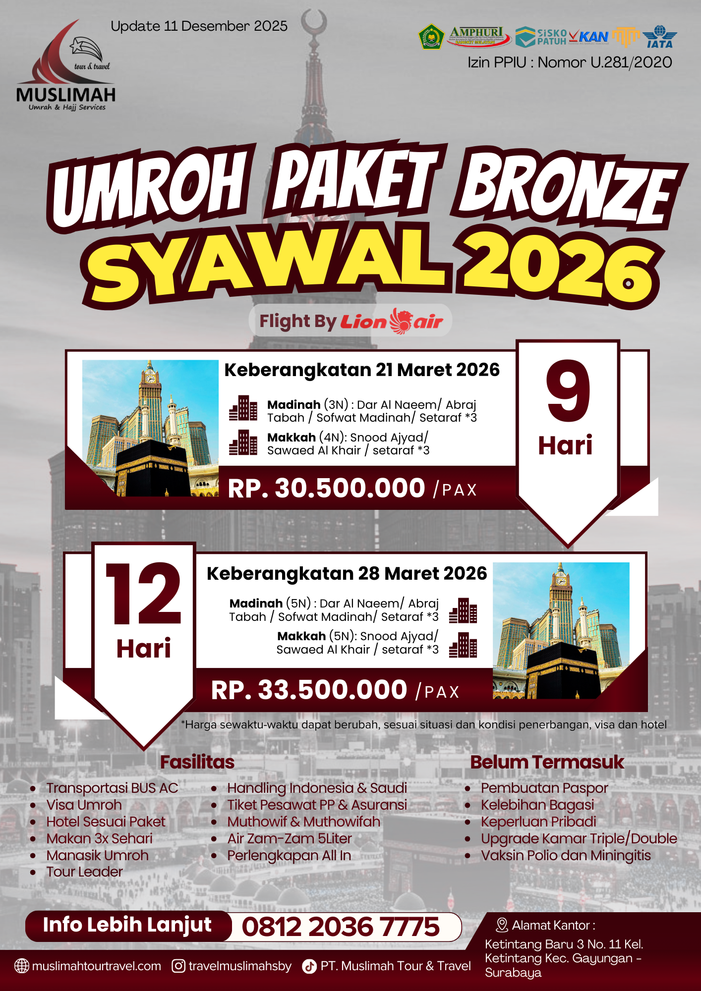 Umroh Paket Bronze Syawal 2026 9 Hari